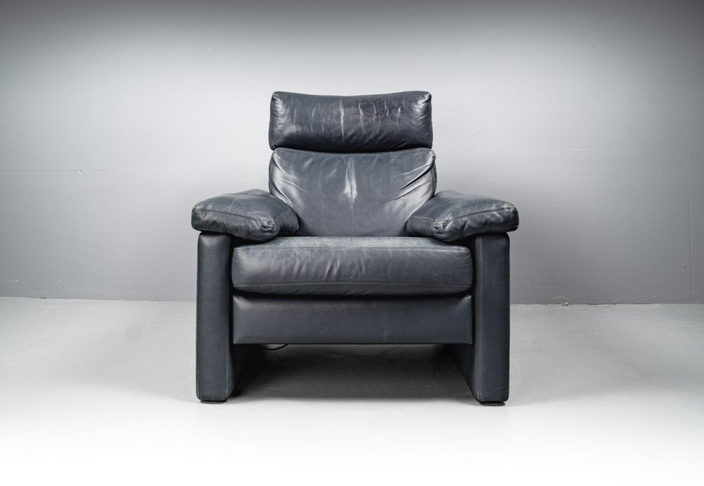 Blue Leather Armchair from Cor Conseta, Germany, 1980s