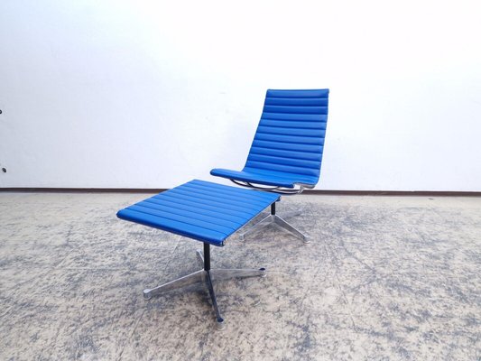 Blue Leather Ea 116 Visitor Chair & Ottoman by Eames for Herman Miller / Vitra, Set of 2-BVM-1979266