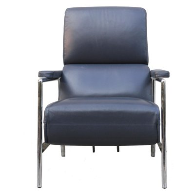 Blue Leather Lounge Chair from Verzelloni, 1990s-RAQ-524641