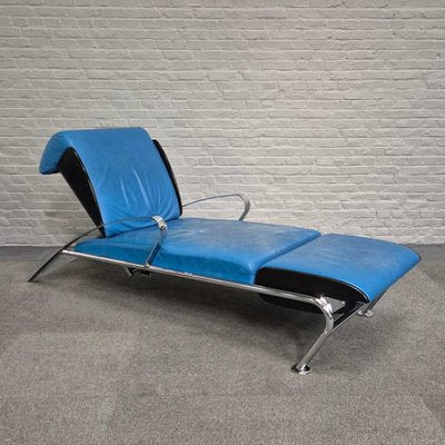 Blue Leather Lounge Chair Futuro 3 by Massimo Iosa Ghini for Moroso, Italy, 1980s-OLQ-2041651