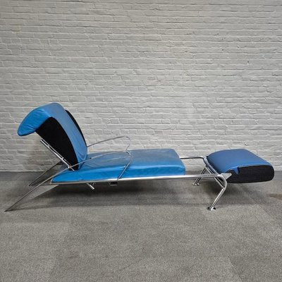 Blue Leather Lounge Chair Futuro 3 by Massimo Iosa Ghini for Moroso, Italy, 1980s-OLQ-2041651