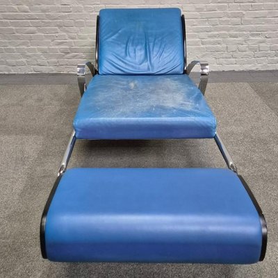 Blue Leather Lounge Chair Futuro 3 by Massimo Iosa Ghini for Moroso, Italy, 1980s-OLQ-2041651