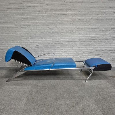 Blue Leather Lounge Chair Futuro 3 by Massimo Iosa Ghini for Moroso, Italy, 1980s-OLQ-2041651