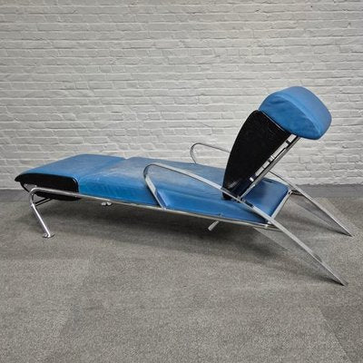 Blue Leather Lounge Chair Futuro 3 by Massimo Iosa Ghini for Moroso, Italy, 1980s-OLQ-2041651