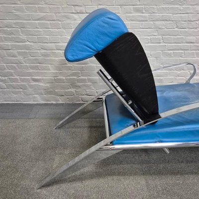 Blue Leather Lounge Chair Futuro 3 by Massimo Iosa Ghini for Moroso, Italy, 1980s-OLQ-2041651