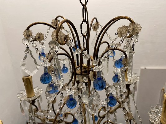 Blue Macaroni Murano Glass Chandelier, 1950s-JJC-2036270