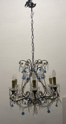 Blue Macaroni Murano Glass Chandelier, 1950s-JJC-2036270