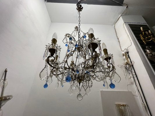 Blue Macaroni Murano Glass Chandelier, 1950s-JJC-2036270