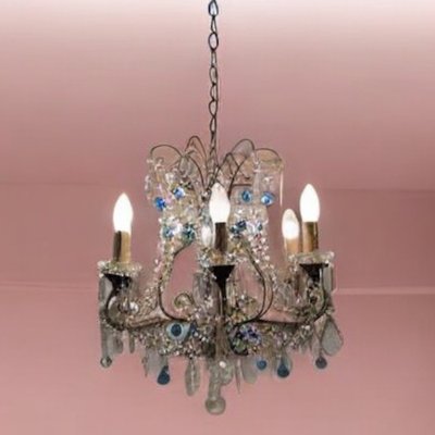 Blue Macaroni Murano Glass Chandelier, 1950s-JJC-2036270