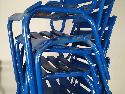 Blue Metal Dining Chairs, Set of 14-EAD-956465