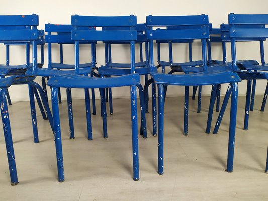 Blue Metal Dining Chairs, Set of 14-EAD-956465