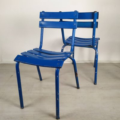 Blue Metal Dining Chairs, Set of 14-EAD-956465