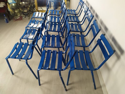 Blue Metal Dining Chairs, Set of 14-EAD-956465