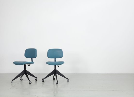 Blue Mid-Century Office Chairs by Velca Legnano, Set of 4-AA-852239