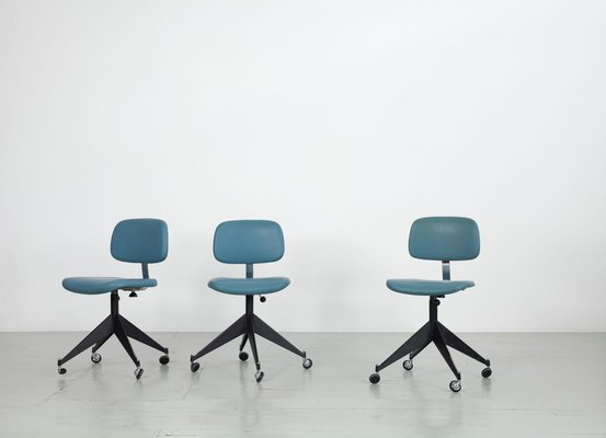 Blue Mid-Century Office Chairs by Velca Legnano, Set of 4-AA-852239