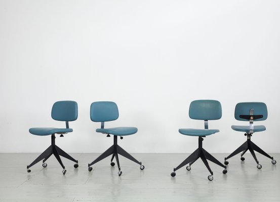 Blue Mid-Century Office Chairs by Velca Legnano, Set of 4-AA-852239