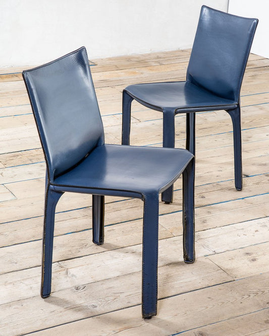 Blue Mod. Cab Desk Chairs by Mario Bellini for Cassina, 1977, Set of 4