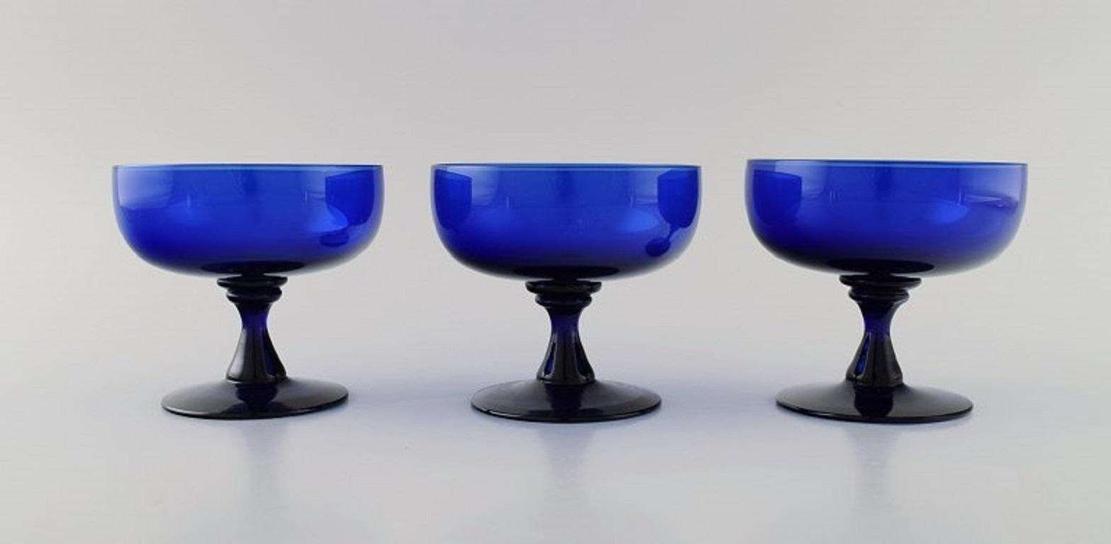 Blue Mouth Blown Art Glass by Monica Bratt for Reijmyre, Set of 9