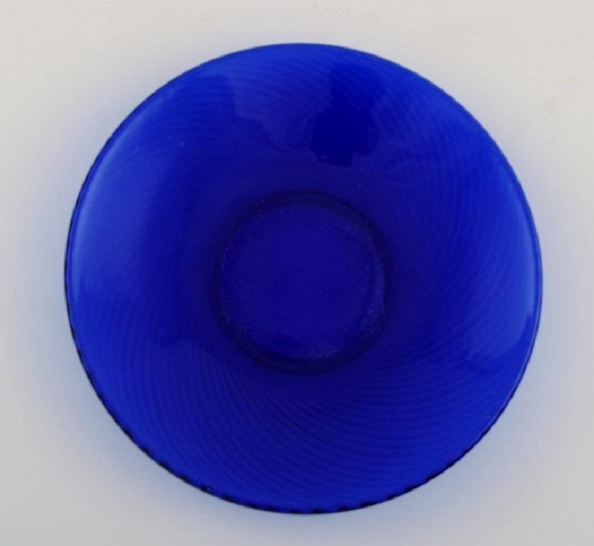 Blue Mouth-Blown Art Glass Plates by Monica Bratt for Reijmyre, Set of 4