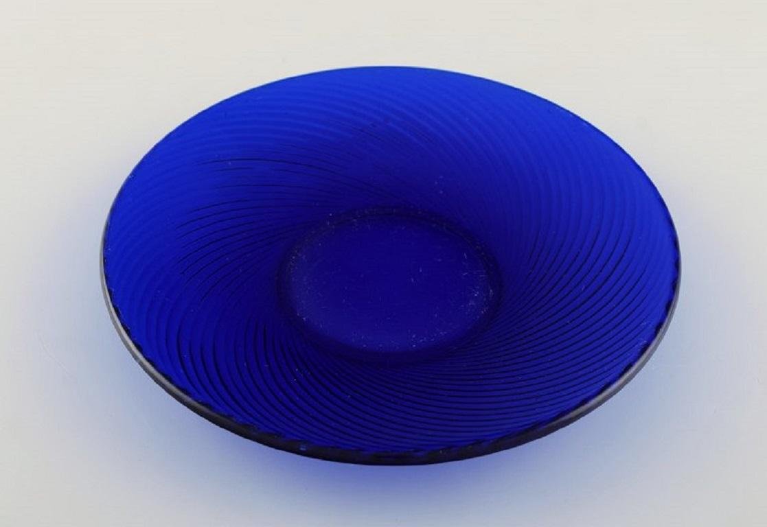 Blue Mouth-Blown Art Glass Plates by Monica Bratt for Reijmyre, Set of 4