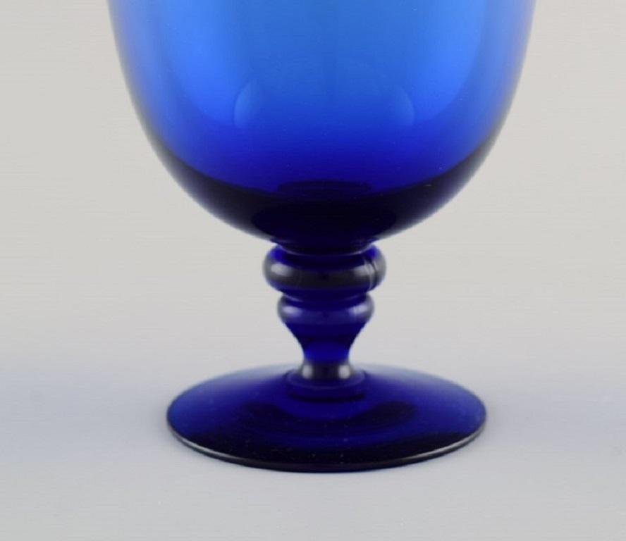 Blue Mouth Blown Art Glass Wine Glasses by Monica Bratt for Reijmyre, Set of 4