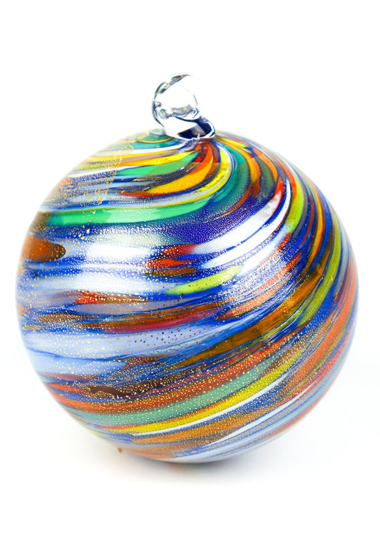 Blue Multicolour and Gold Leaf Christmas Ball from Made Murano Glass