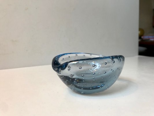 Blue Murano Bubble Glass Ashtray from Seguso, 1950s-LCR-731644