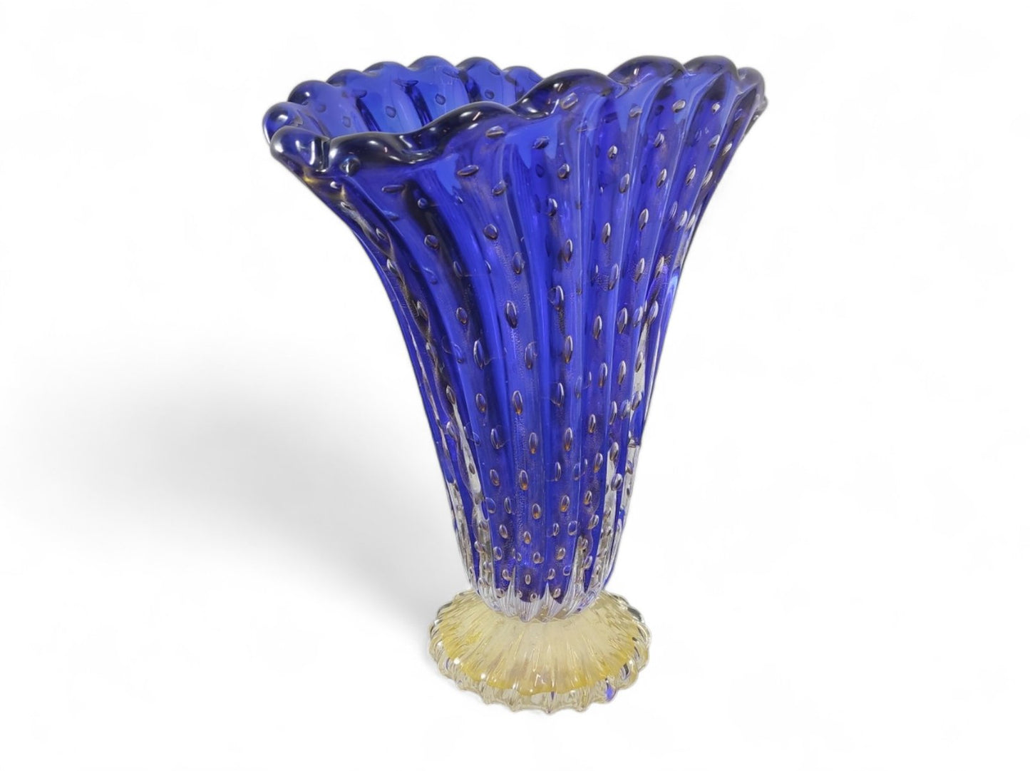 Blue Murano Fan Vase by Vittorio Rigattieri, Italy, 1999