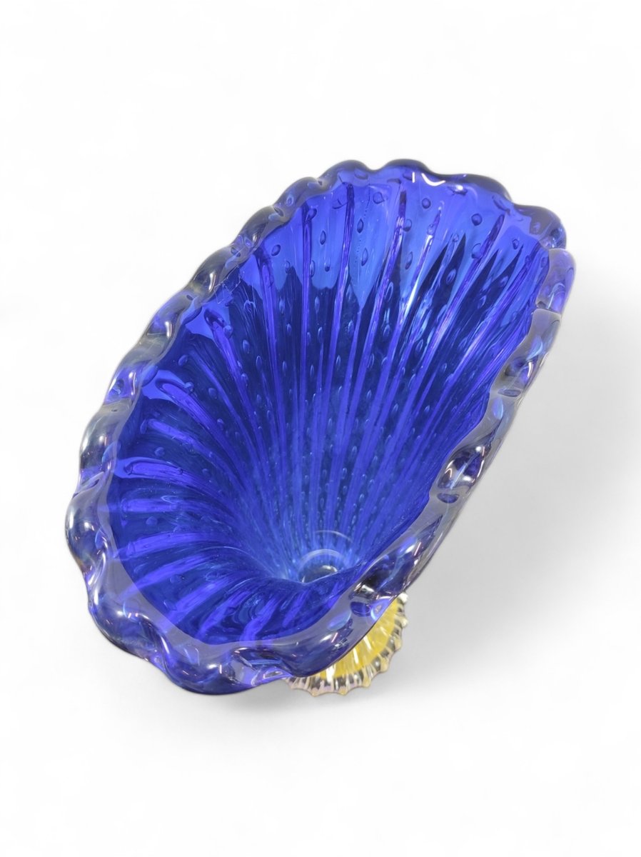 Blue Murano Fan Vase by Vittorio Rigattieri, Italy, 1999