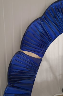 Blue Murano Glass and Brass Wall Mirror, 1990s-UH-1408527