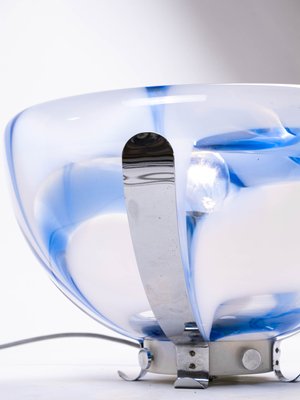 Blue Murano Glass and Chrome Table Lamp from Mazzega, 1970s-DEK-548313