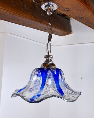 Blue Murano Glass Flower Chandelier from Mazzega, Italy, 1970-EJE-1170520