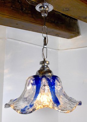 Blue Murano Glass Flower Chandelier from Mazzega, Italy, 1970-EJE-1170520