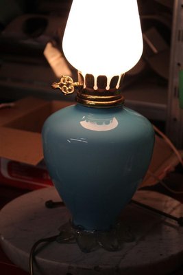 Blue Murano Glass Table Lamp from Seguso, 1950s-EH-1370777