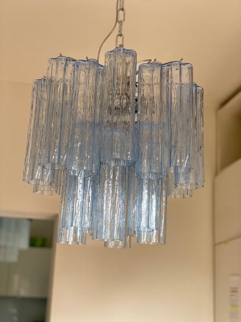 Blue Murano Glass Tronchi Chandelier in the style of Venini by Simoeng