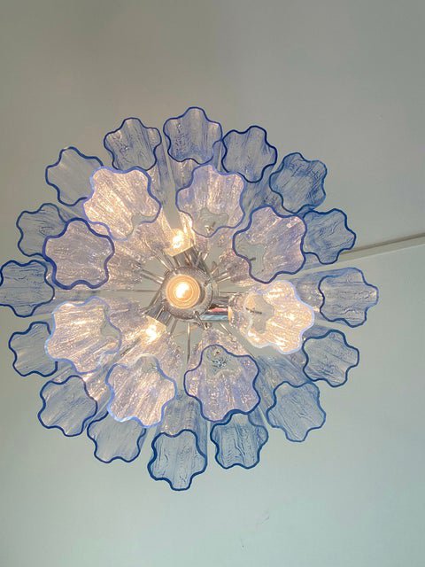 Blue Murano Glass Tronchi Chandelier in the style of Venini by Simoeng