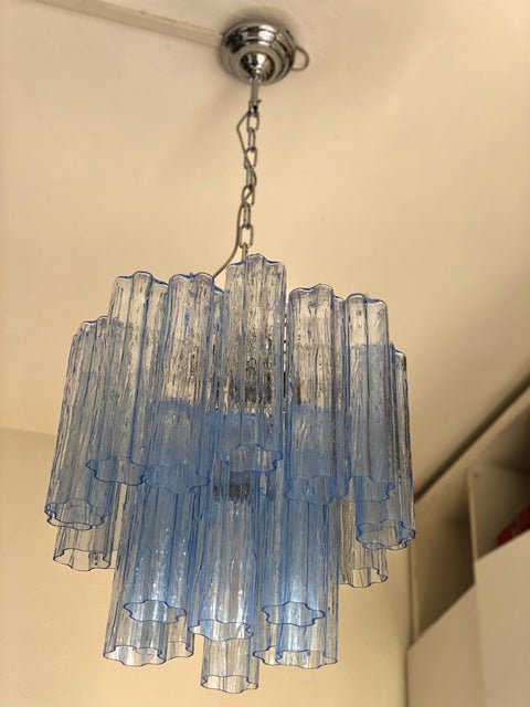 Blue Murano Glass Tronchi Chandelier in the style of Venini by Simoeng