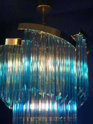 Blue Murano Prism Chandeliers with Golden Frame, 1980s, Set of 2-MBH-1032705