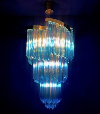 Blue Murano Prism Chandeliers with Golden Frame, 1980s, Set of 2-MBH-1032705