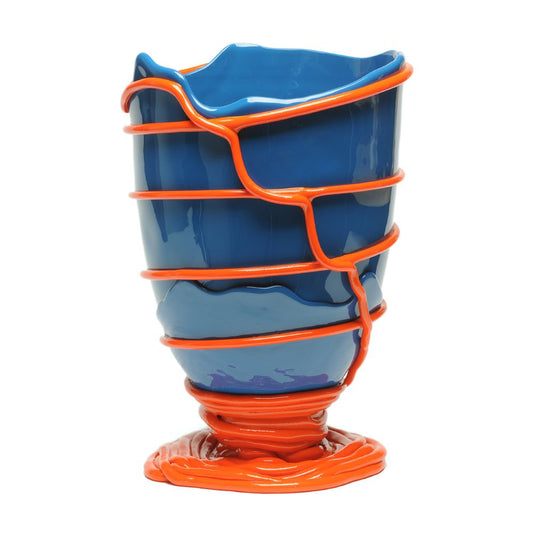 Blue Navy, Matt Orange Pompitu II Vase by Gaetano Pesce for Fish Design