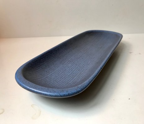 Blue Oblong Ceramic Dish from Lehmann Keramik, 1970s-LCR-659996