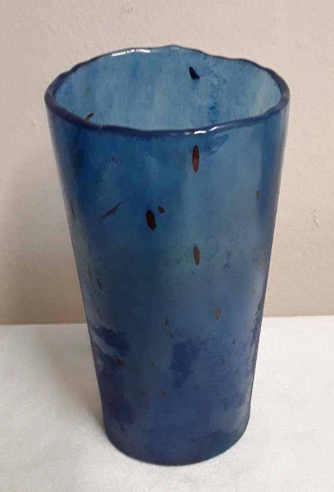 Blue Oral Glass Vase from Kosta Boda, 1980s