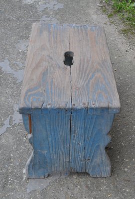 Blue Painted Rustic Stool, 1940s-OXJ-679075