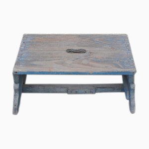 Blue Painted Rustic Stool, 1940s-OXJ-679075