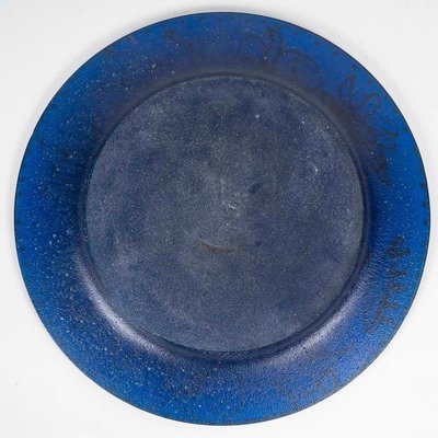 Blue Pâte De Verre Plate attributed to Daum and Dali, 20th Century-WFS-2022265