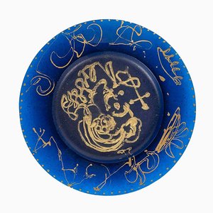 Blue Pâte De Verre Plate attributed to Daum and Dali, 20th Century-WFS-2022265