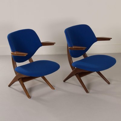 Blue Pelican Armchairs by Louis van Teeffelen for Webe, 1960s, Set of 2-ZT-1719554