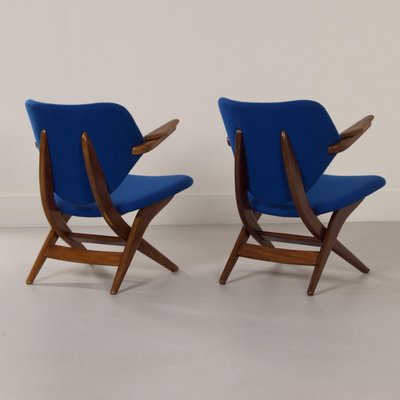 Blue Pelican Armchairs by Louis van Teeffelen for Webe, 1960s, Set of 2-ZT-1719554