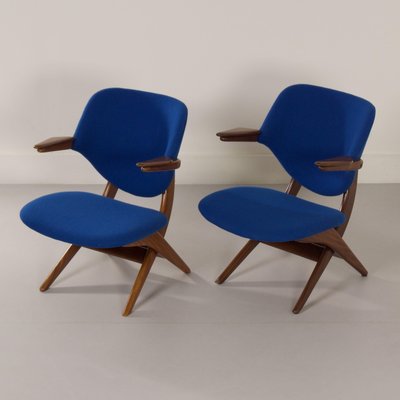 Blue Pelican Armchairs by Louis van Teeffelen for Webe, 1960s, Set of 2-ZT-1719554