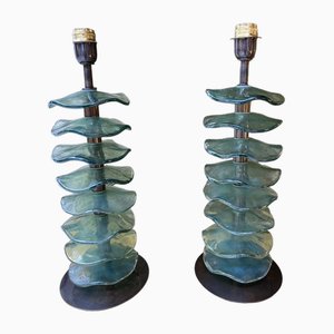 Blue Petal Lamps in Murano Glass, Set of 2-RJQ-1769755